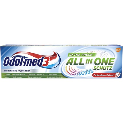 Odol-Med3 Зубная паста All In One Schutz Extra Fresh для ухода за зубами 75 мл, Odol-Med 3