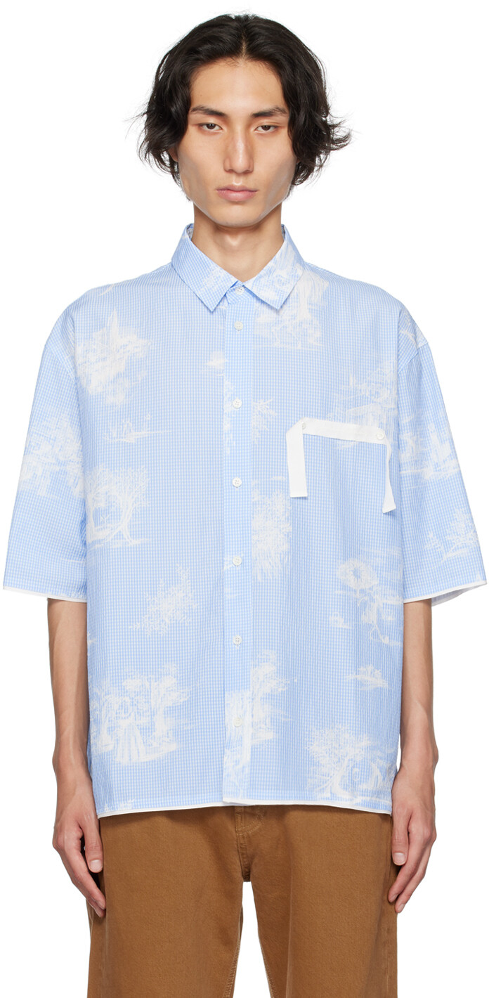 

Синяя рубашка Le Chouchou La Chemise Cabri с принтом туаль-де-жуи Jacquemus
