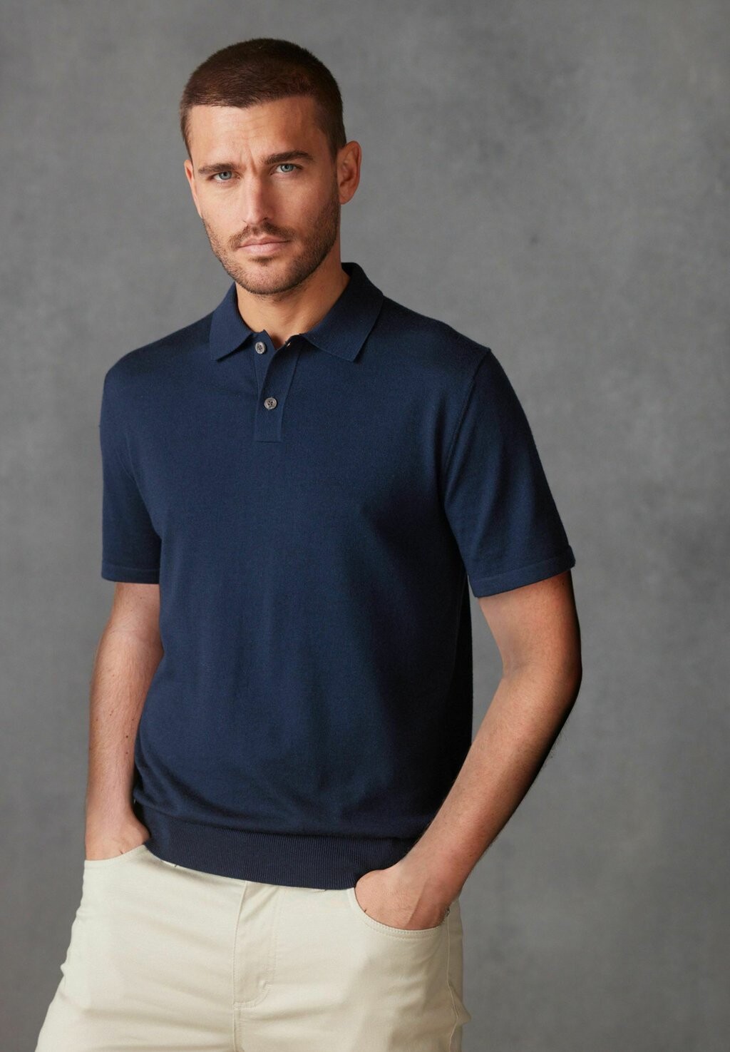 

Поло Short Sleeve Merino Polo Shirt Next, синий