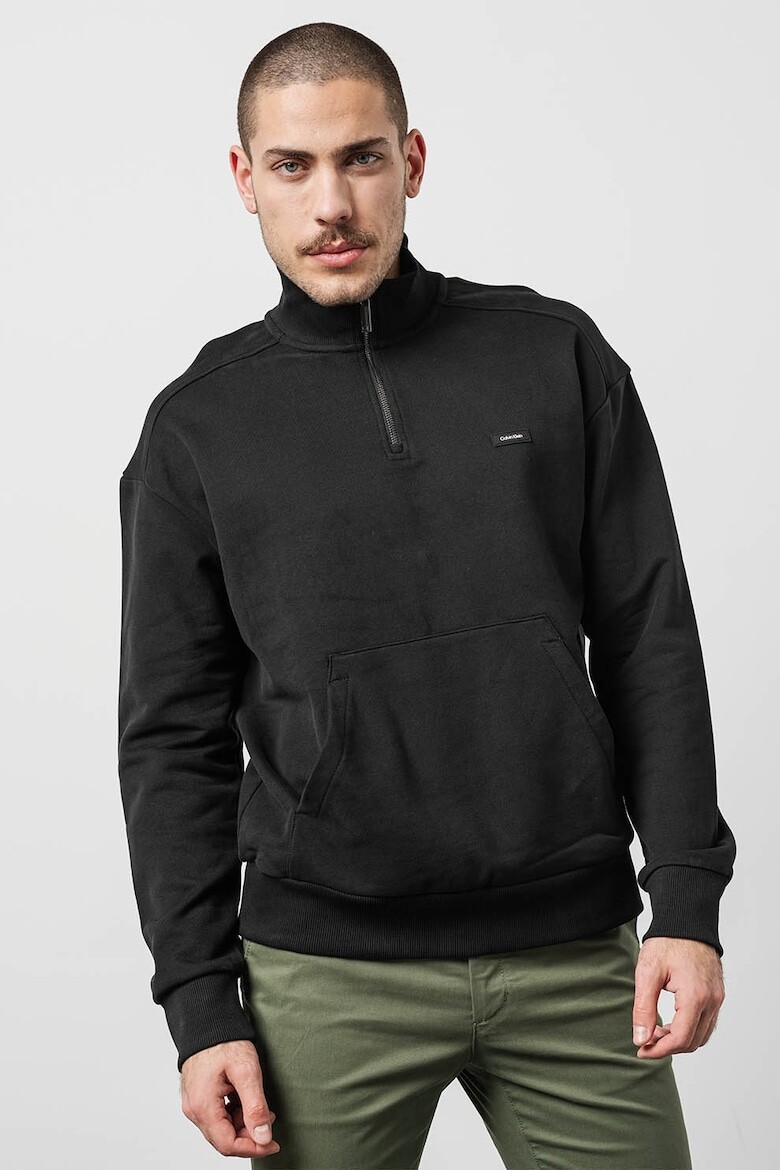 

Толстовка из органического хлопка с короткой молнией Calvin Klein, черный