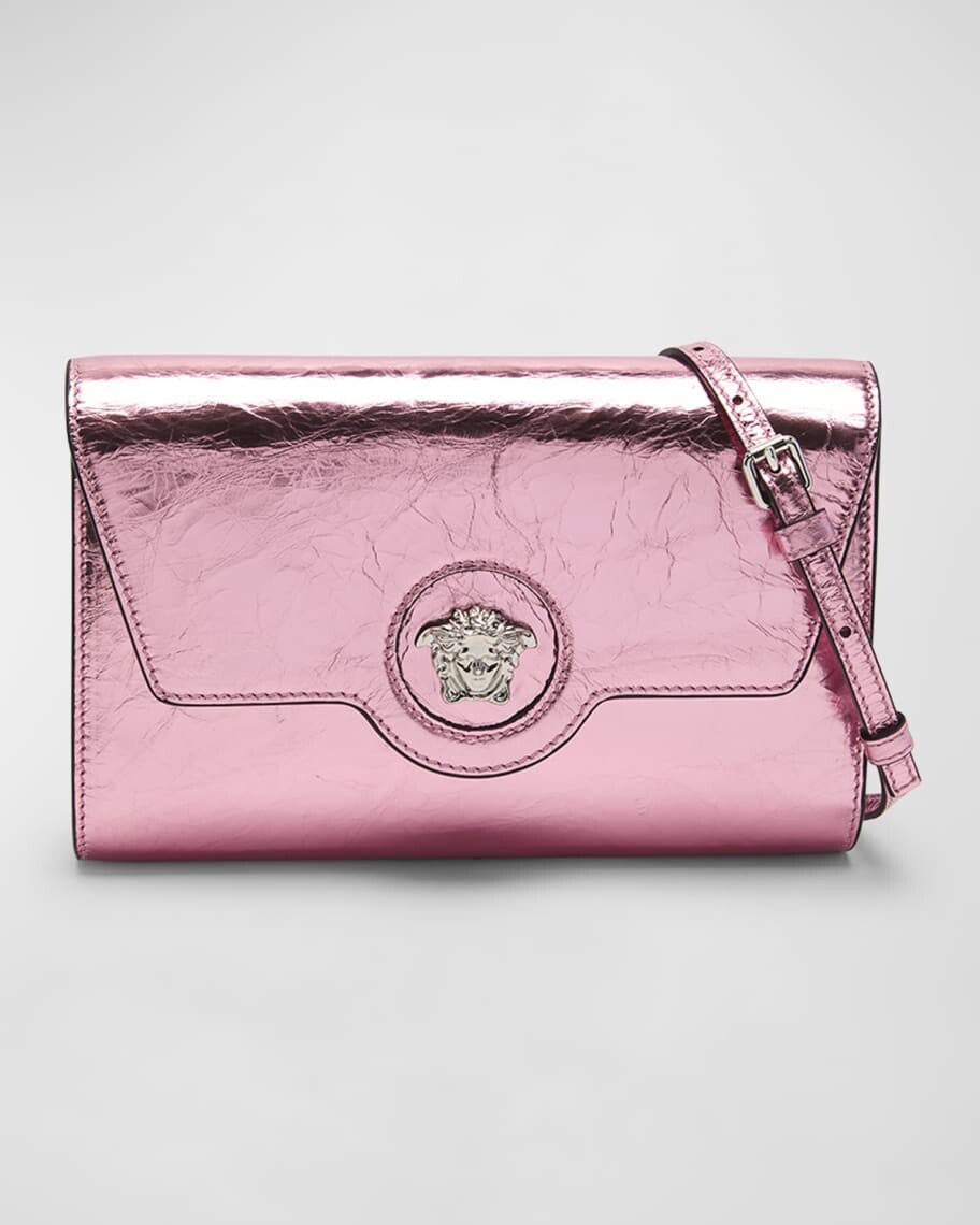 

Кошелек La Medusa из металлизированной кожи с ремешком Versace