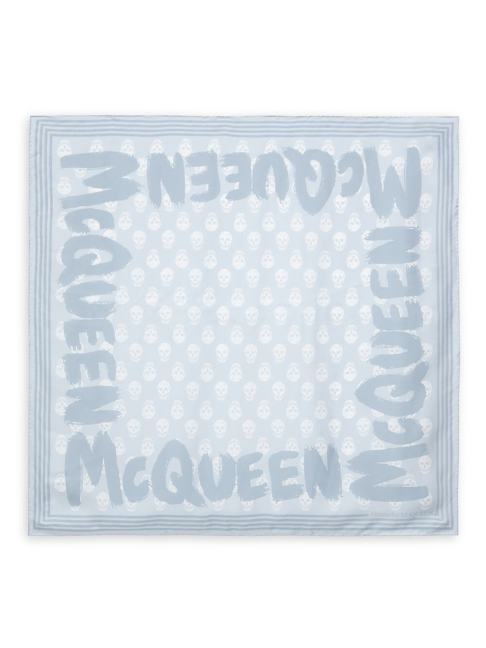 

Шелковый байкерский шарф с граффити Alexander McQueen, синий