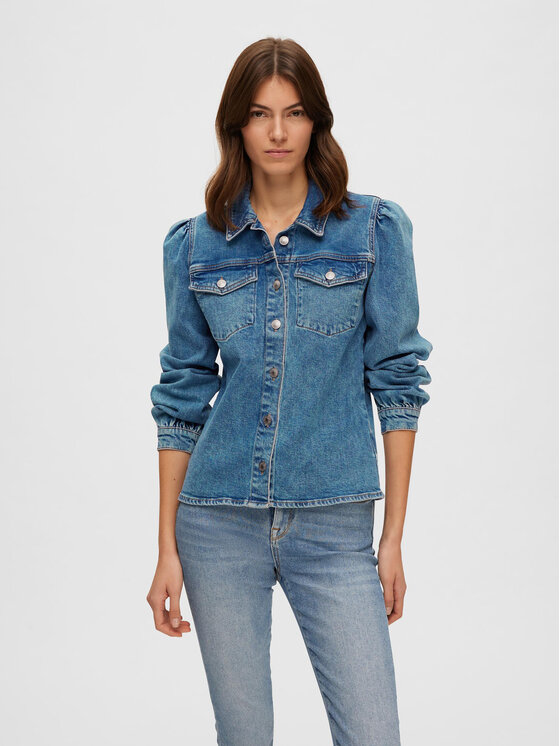 Karna джинсовая рубашка классического кроя Selected Femme, синий джинсовая мужская рубашка классического кроя dustin синий