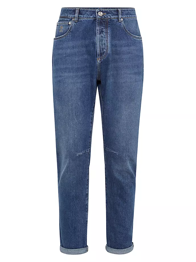 

Джинсовые брюки свободного кроя с пятью карманами Brunello Cucinelli, цвет medium denim