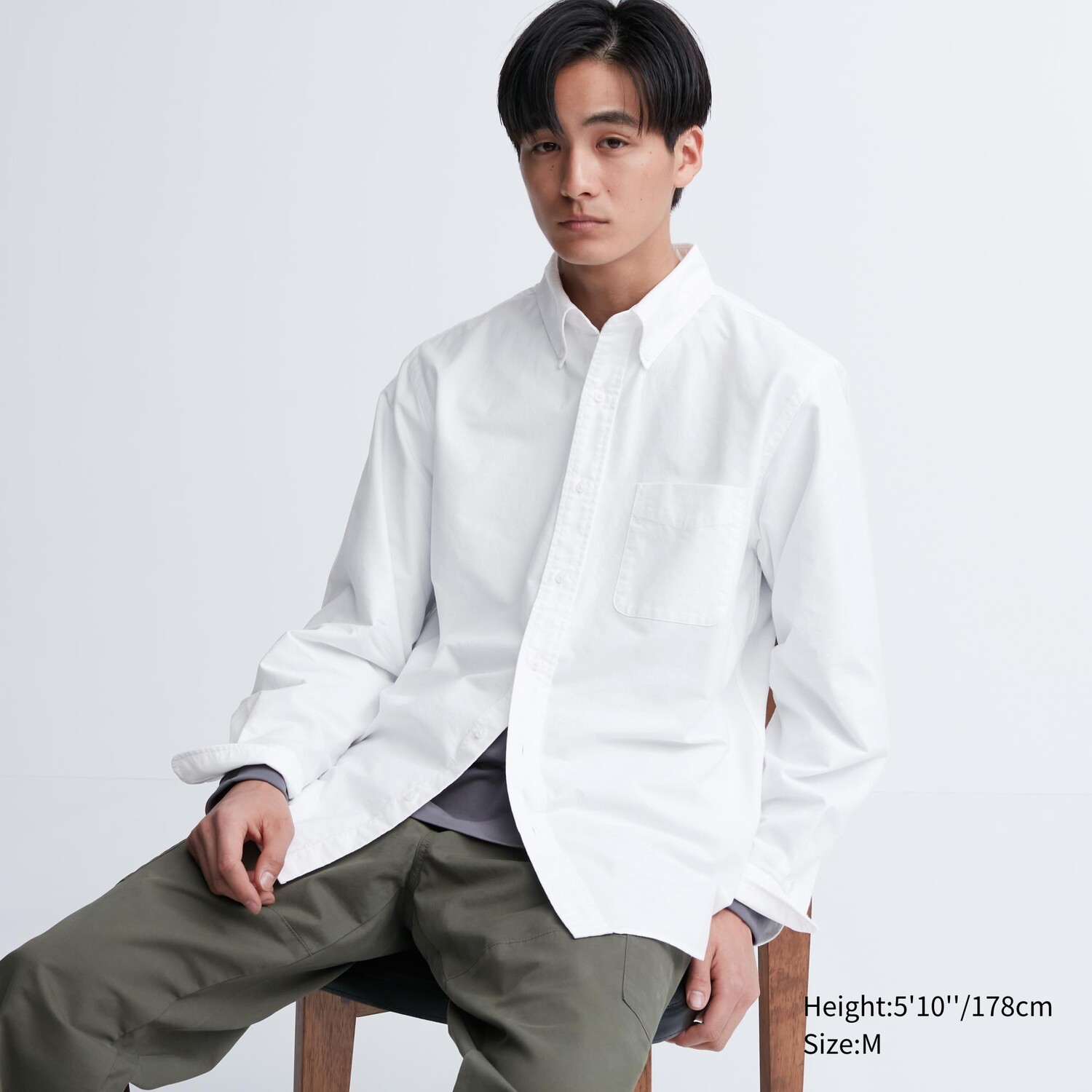 

Оксфордская рубашка обычного кроя Uniqlo, кремовый