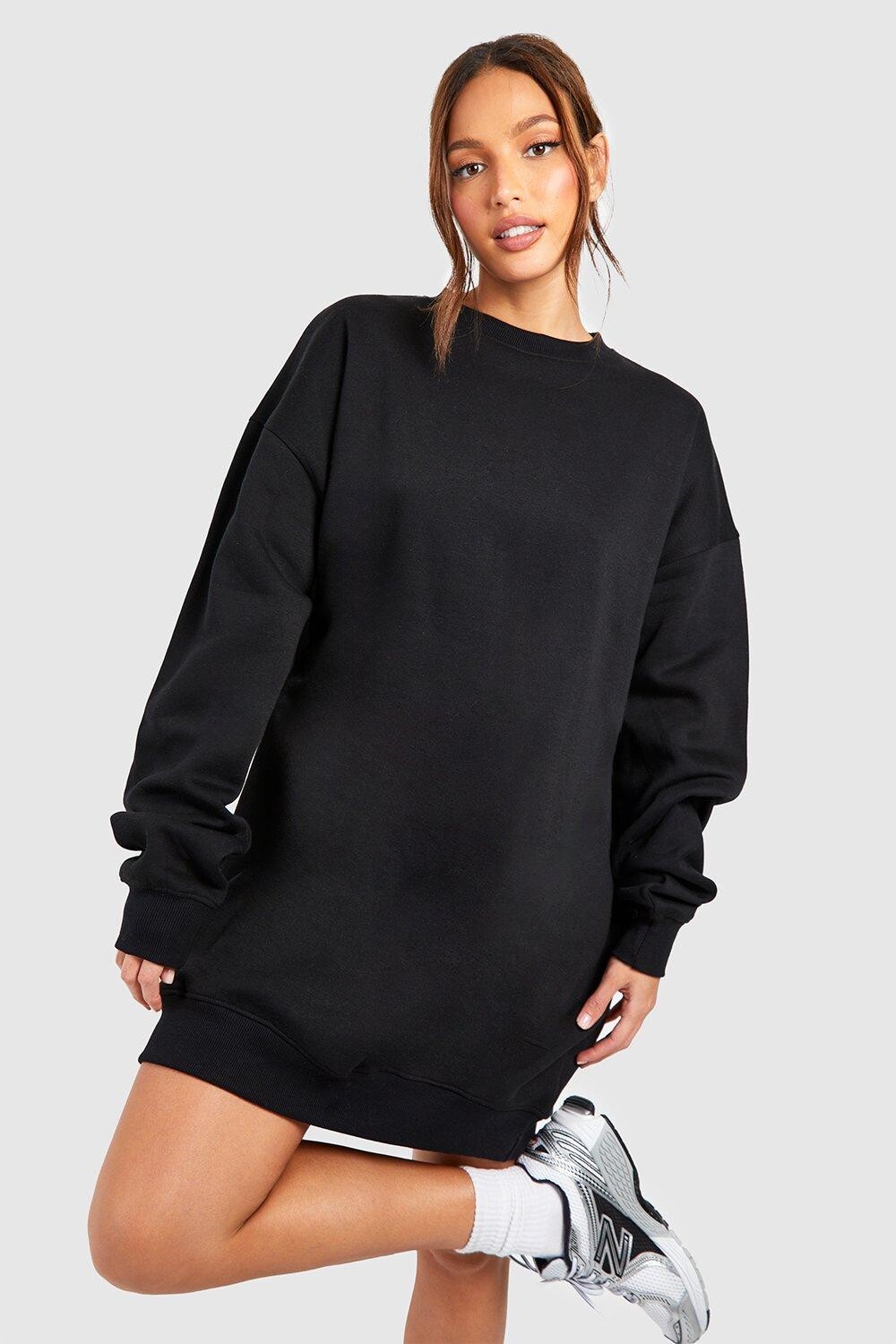 

Высокое спортивное платье супер-оверсайз boohoo, черный