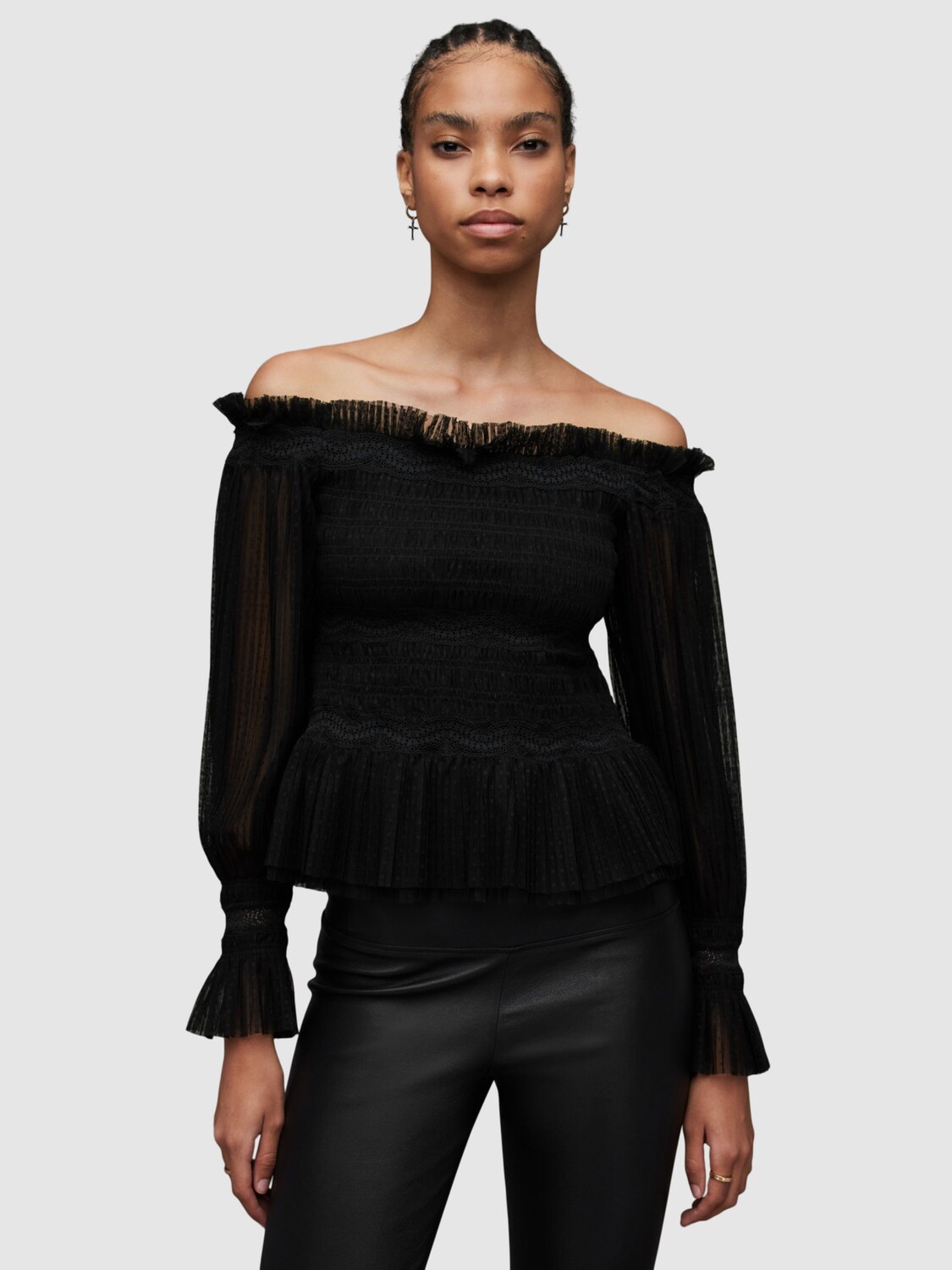 

Топ Layla с открытыми плечами AllSaints, черный
