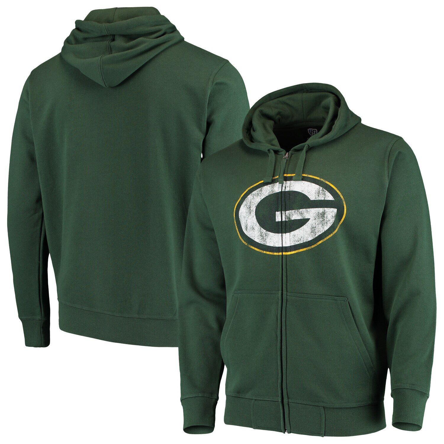 

Мужская толстовка с молнией во всю длину и логотипом G-III Sports от Carl Banks Green Green Bay Packers Primary Logo Starter