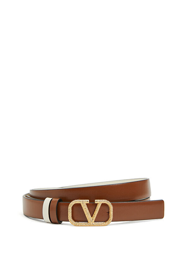 

Кофейный женский кожаный ремень Valentino Garavani, бежевый