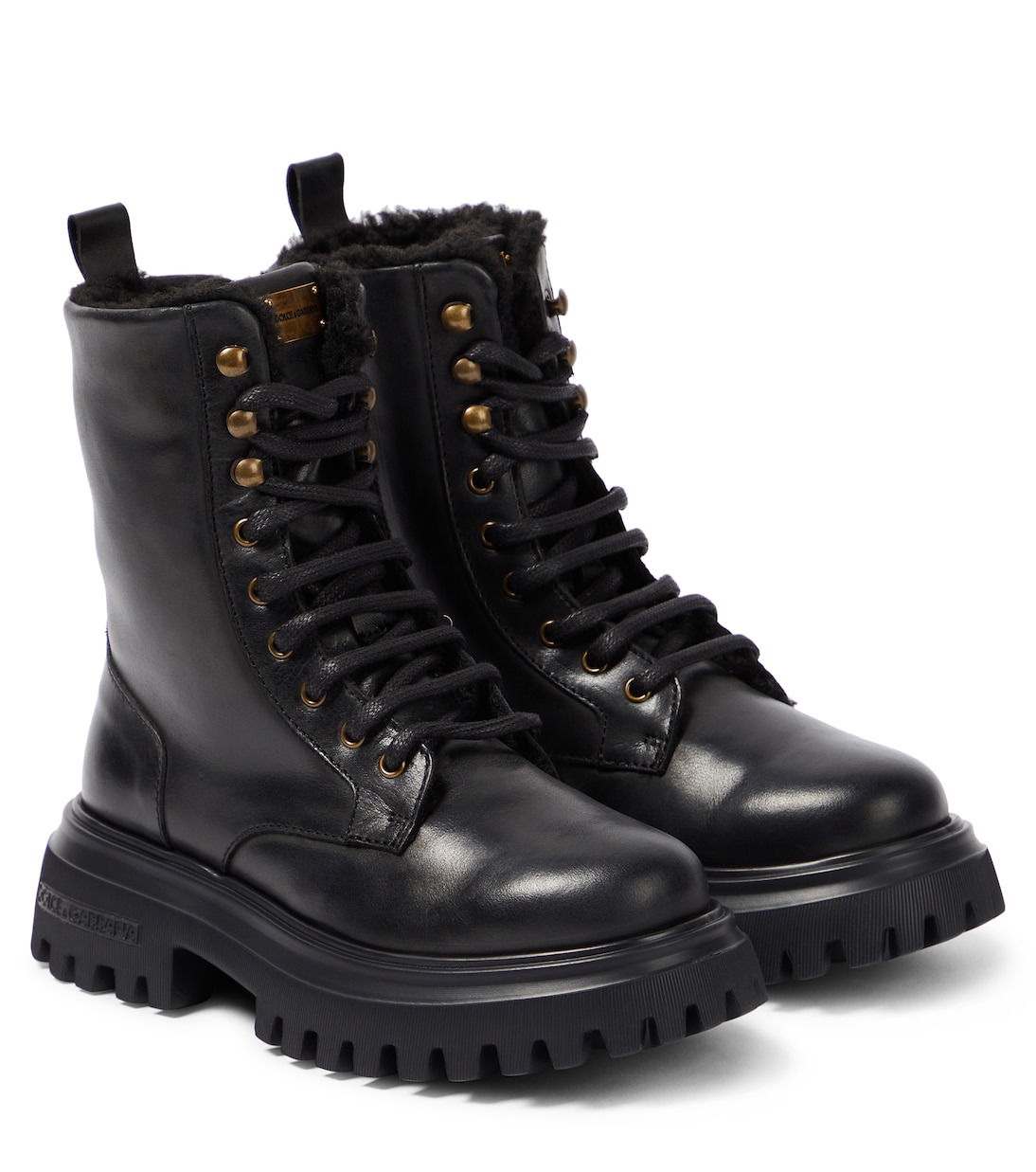 Кожаные армейские ботинки Dolce&Gabbana Kids, черный