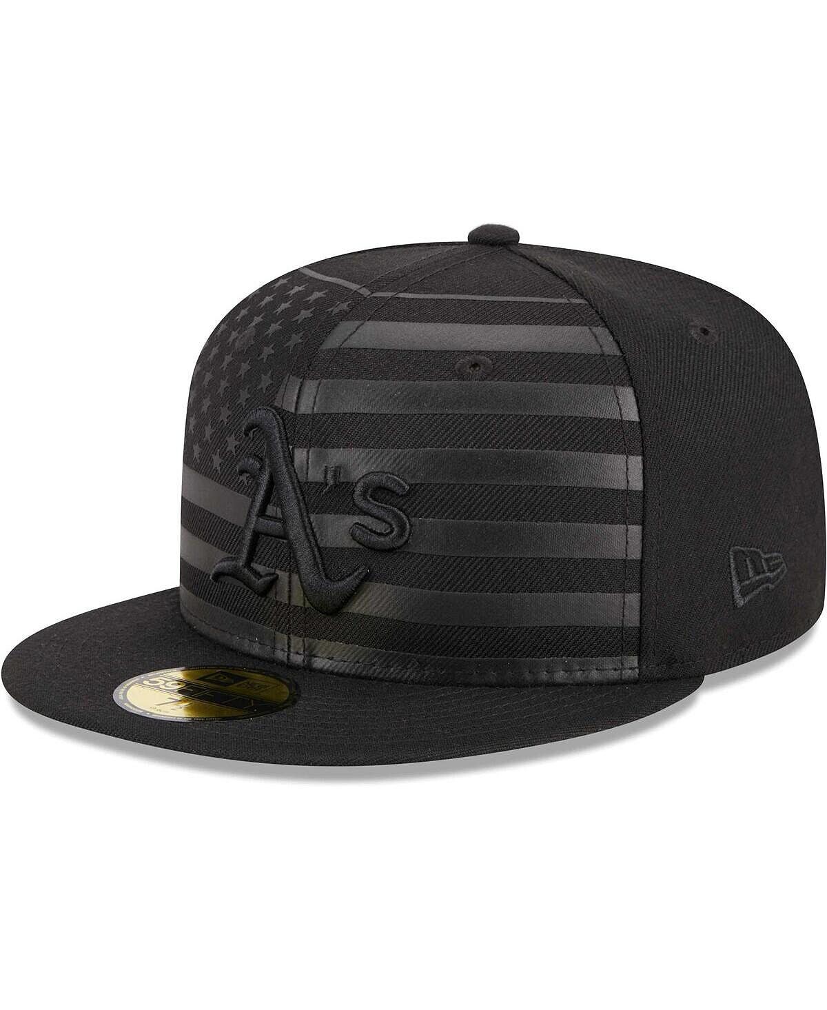 

Мужская черная приталенная шляпа Oakland Athletics в тон с флагом 59FIFTY New Era