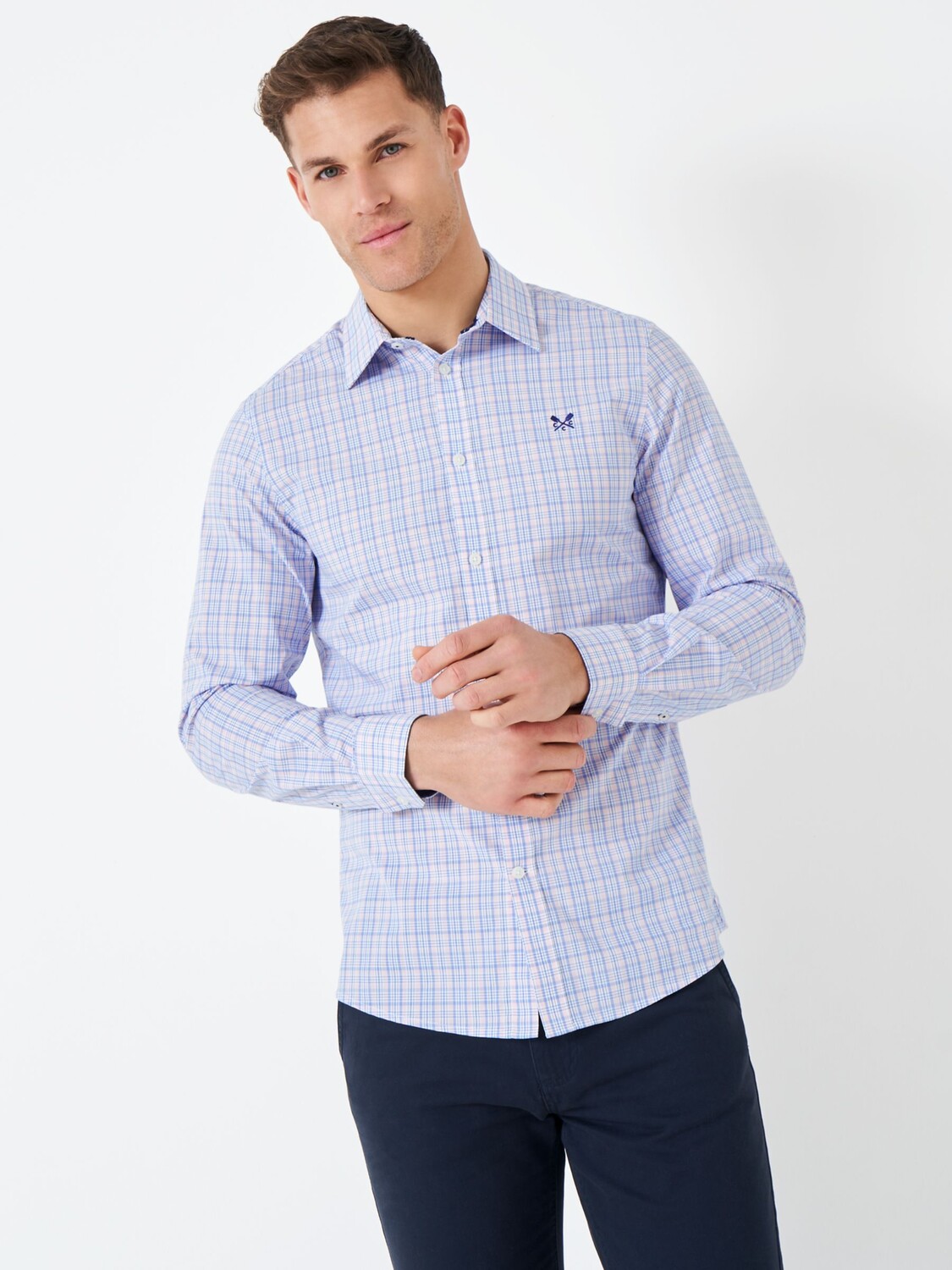 

Crew Clothing Рубашка в клетку с длинными рукавами Warkworth, голубая