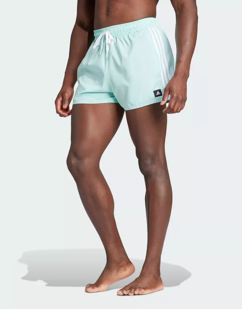 Бирюзовые шорты для плавания с 3 полосками adidas CLX adidas performance зеленые шорты для плавания adidas clx с тремя полосками adidas performance