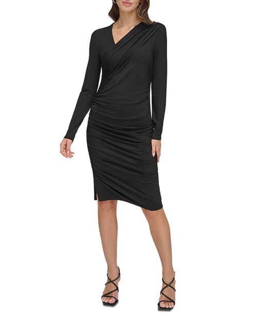 

Трикотажное платье с драпировкой DKNY, цвет Black