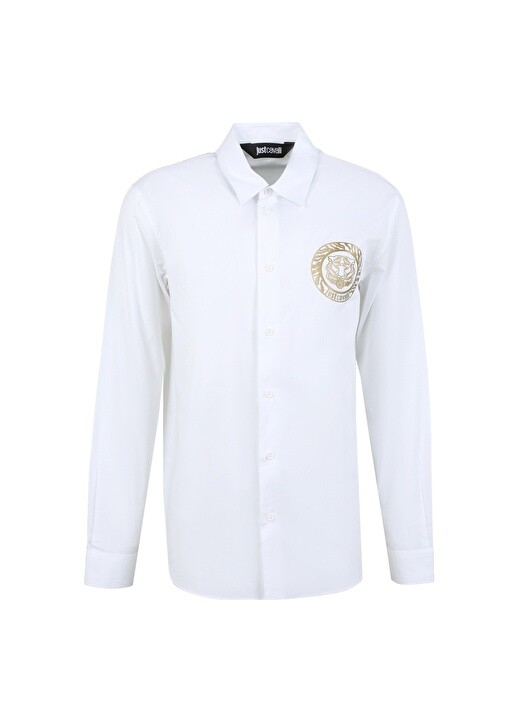 

Белая мужская рубашка с рубашечным воротником Slim Fit Just Cavalli