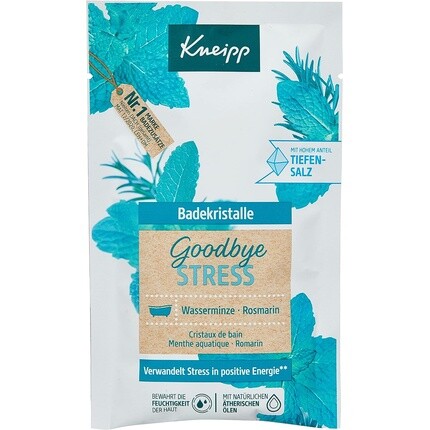 

Кристаллы Kneipp Goodbye Stress Bath с чистой глубокой солью из физиологического раствора Луизенхолла и эфирными маслами розмарина и водяной мяты 60 г