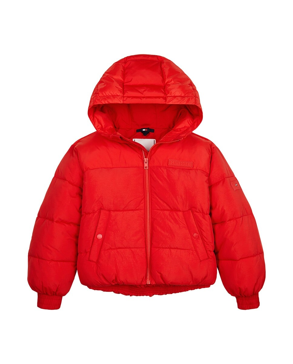 

Пуховик для девочки с капюшоном Tommy Hilfiger, красный
