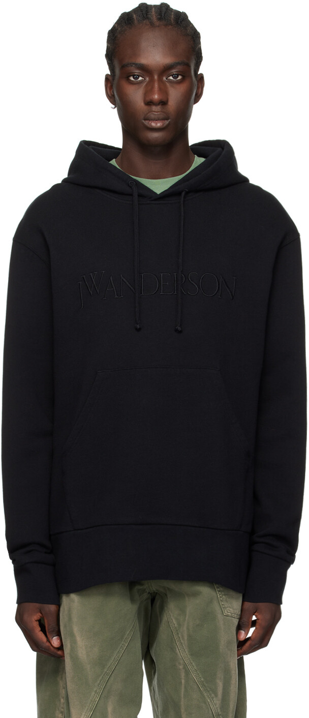 

Черный худи с вышивкой Jw Anderson