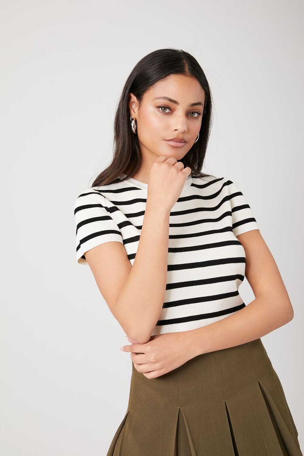 

Полосатый свитер и трикотажная футболка Forever 21, черный
