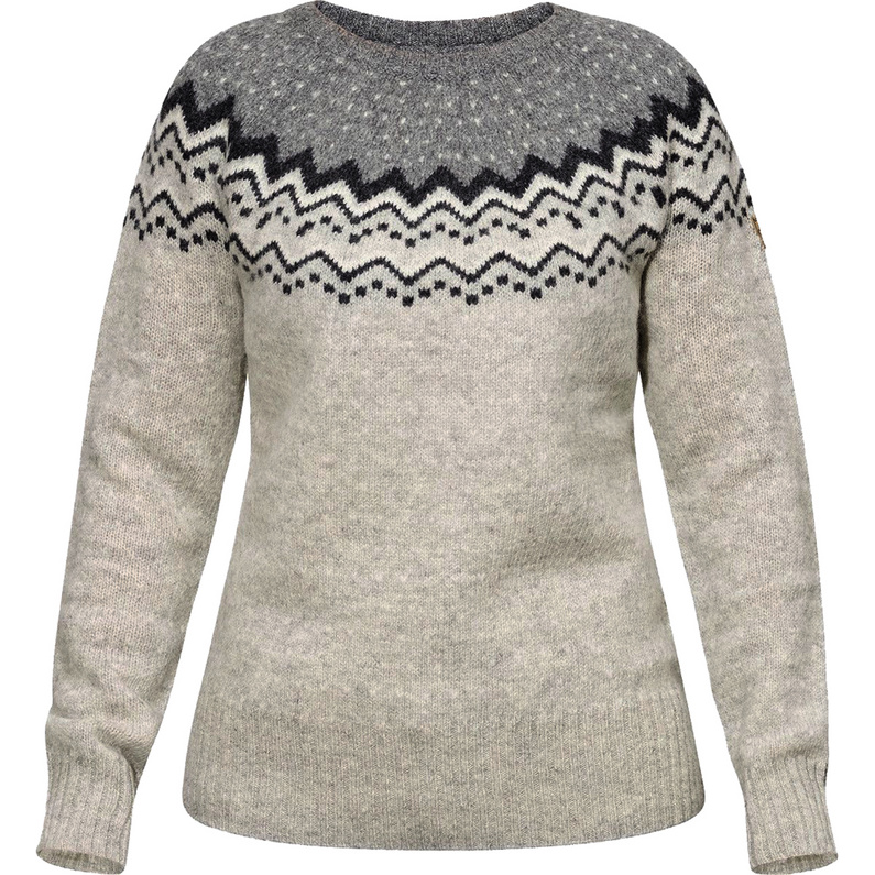 Женский свитер Övik Knit Fjällräven, серый шерстяной свитер косой вязки