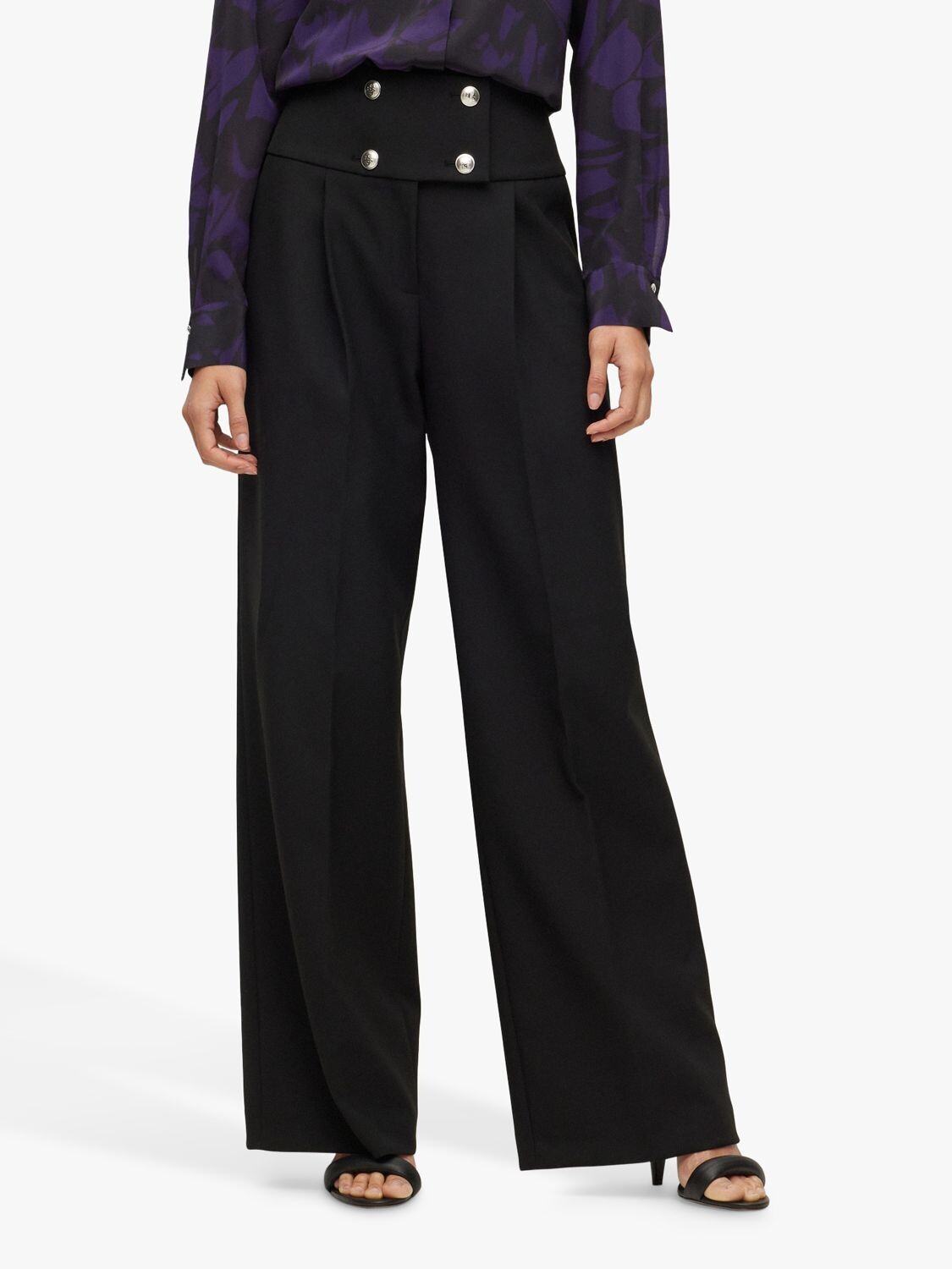 

HUGO BOSS Talary Широкие брюки с высокой талией, черные, Черный