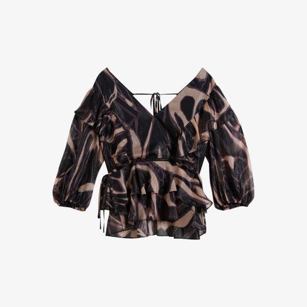 

Тканый топ Jasmyna с абстрактным принтом Ted Baker, черный