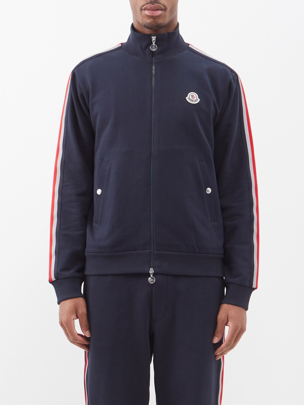 

Спортивный топ из хлопкового джерси с нашивкой-логотипом Moncler, синий