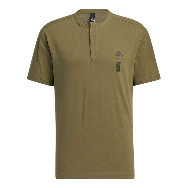 Футболка Men's adidas Solid Color Sports Training Casual Short Sleeve Olive Green T-Shirt, зеленый футболка adidas th hvcot tee solid color pocket sports short sleeve dark olive green t shirt зеленый