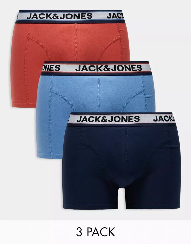 

Комплект из трех синих трусов Jack & Jones с контрастным поясом