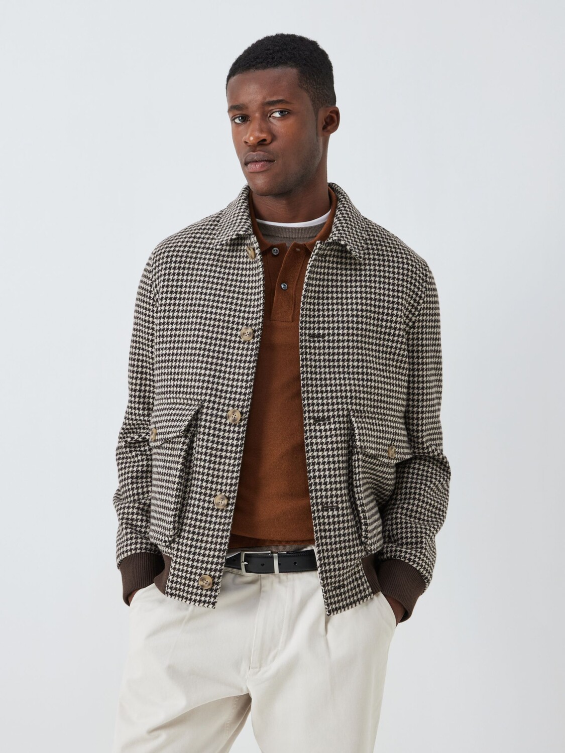 

Шерстяной бомбер Dogtooth John Lewis, коричневый