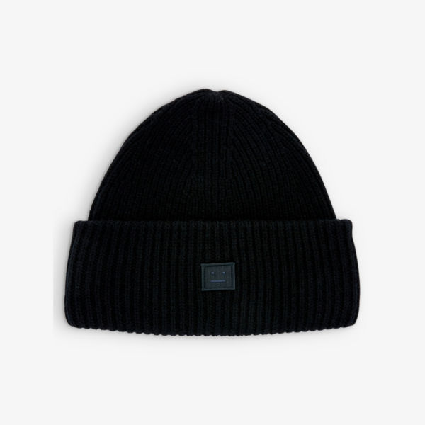Шерстяная шапка-бини Pansy с нашивкой-логотипом Acne Studios, черный синяя шерстяная шапка бини из денима acne studios
