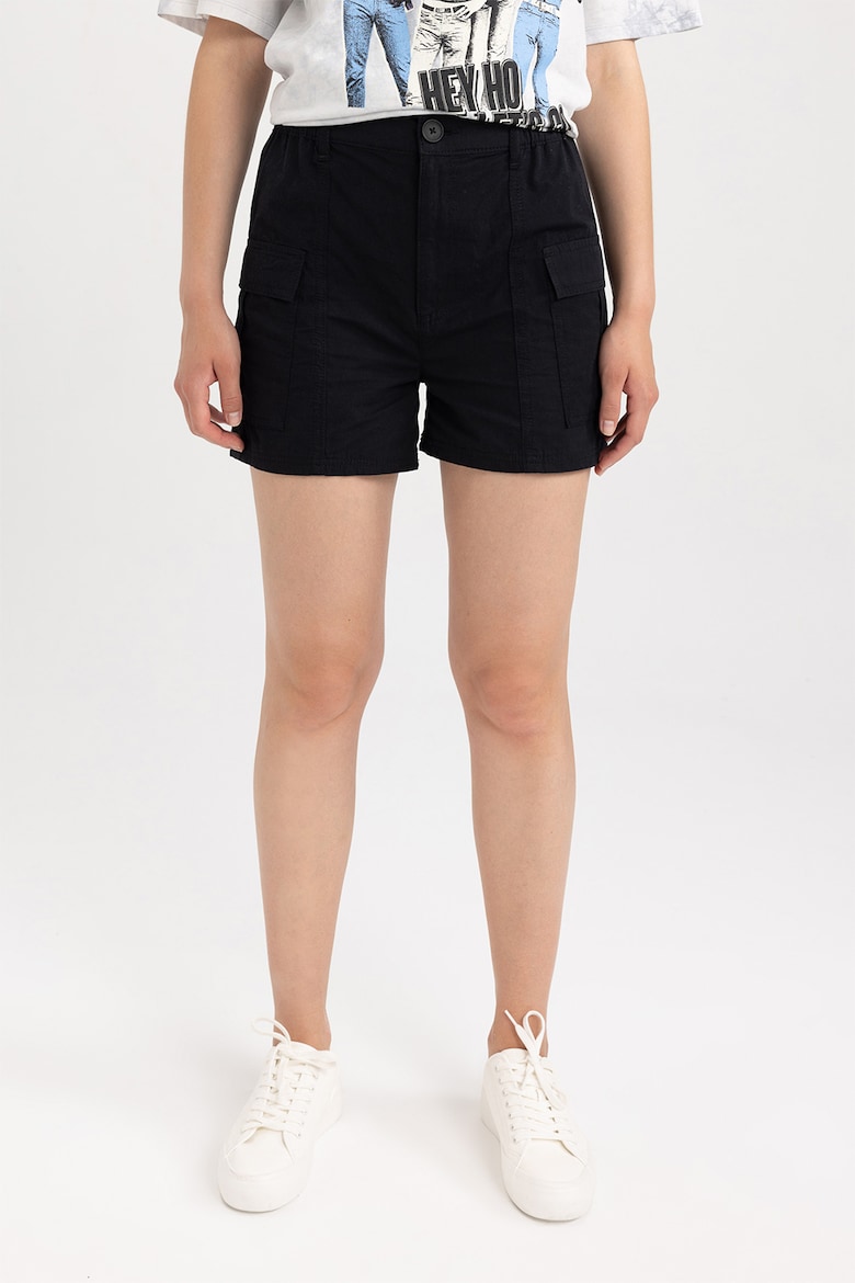 Укороченные брюки-карго с эластичной талией Defacto, черный укороченные брюки defacto серый