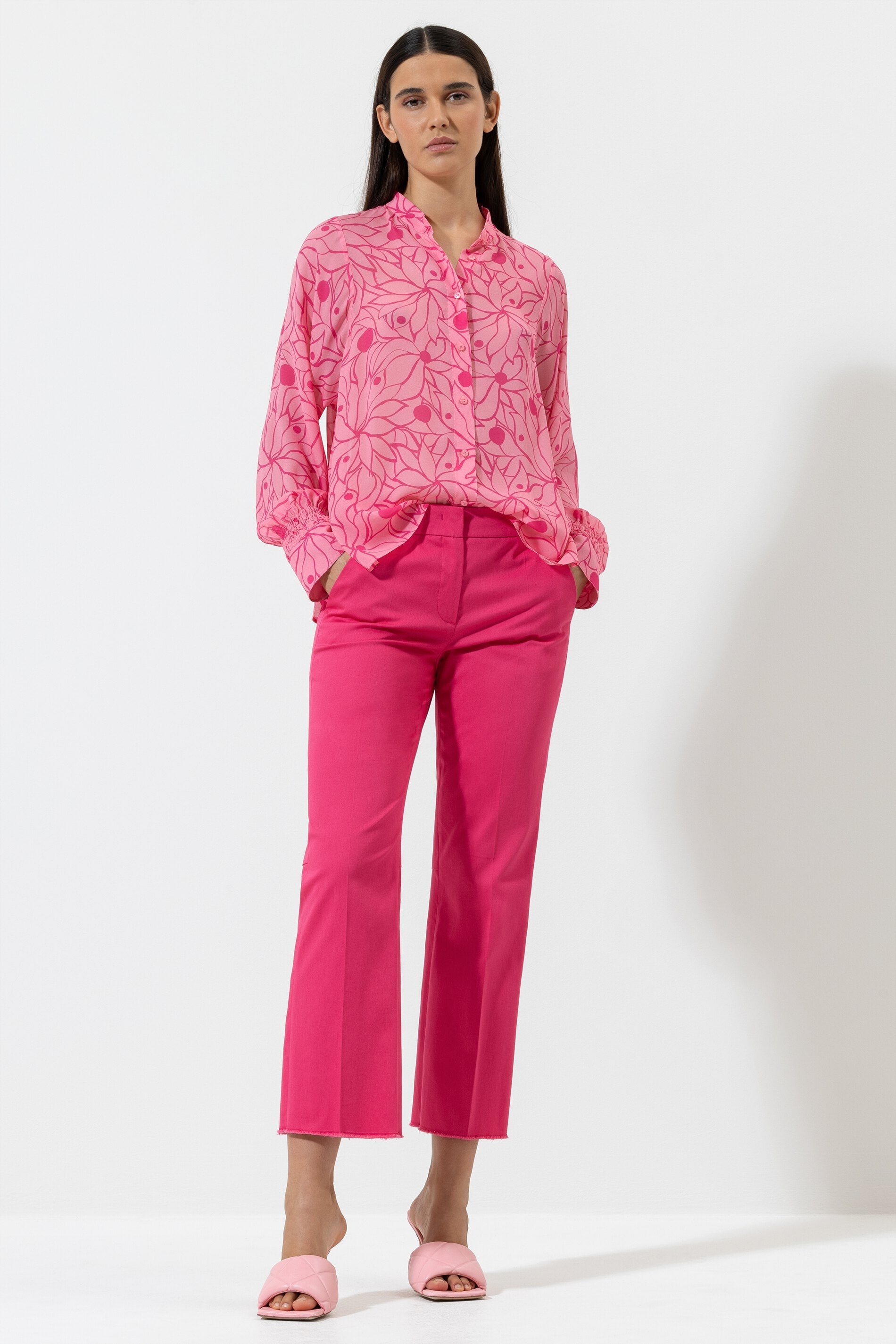 Детские расклешенные брюки из габардина LUISA CERANO, цвет vibrant pink