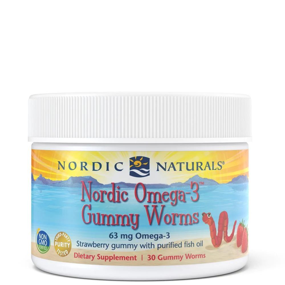 Жирные кислоты омега-3 для детей Nordic Naturals Nordic Omega 3 Gummy Worms 63 Mg Strawberry, 30 шт