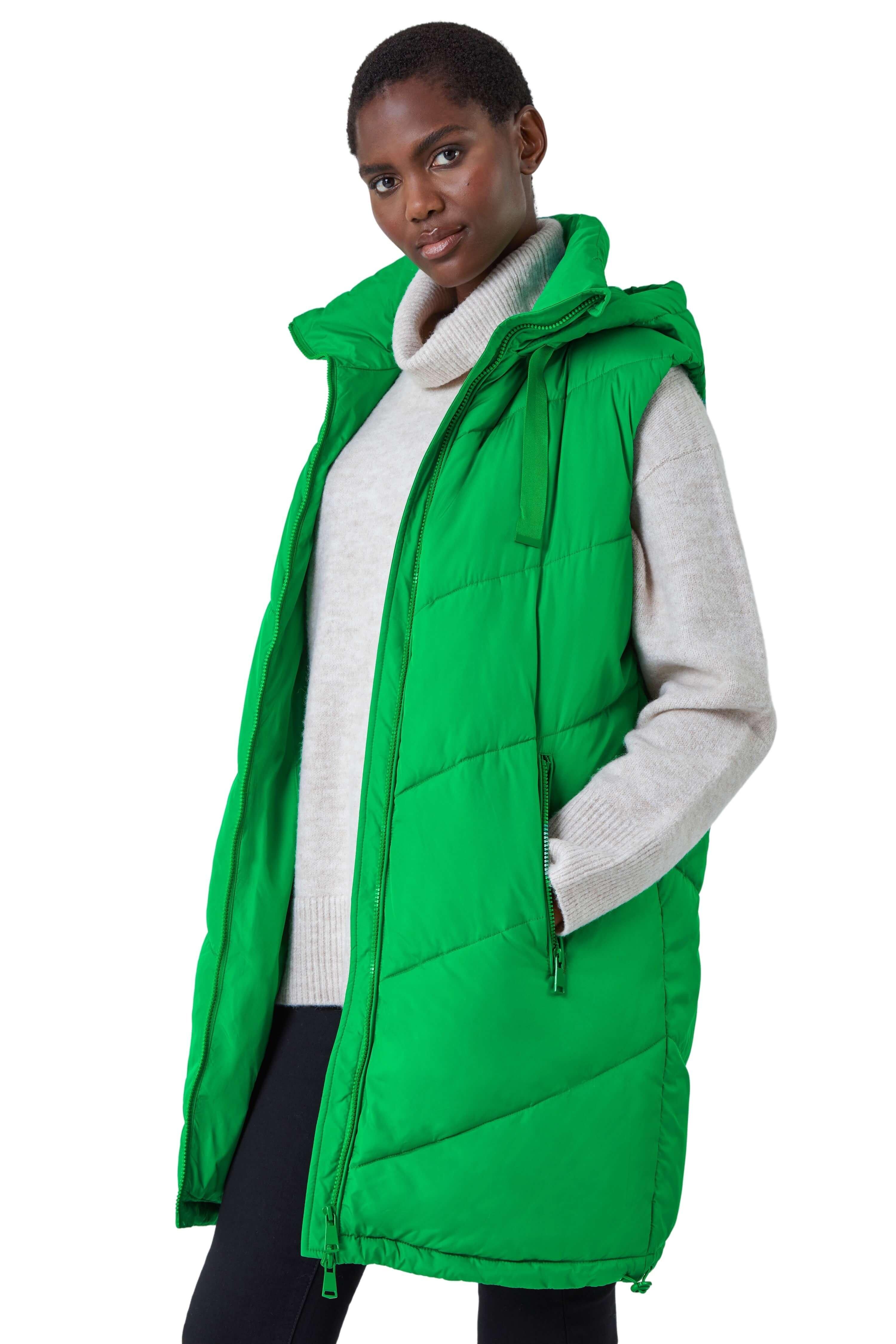 Стеганый жилет с капюшоном Roman, зеленый светоотражающий жилет с молнией спереди защитный жилет с отражающими полосками рабочая одежда для строительства защитный светоотражающ