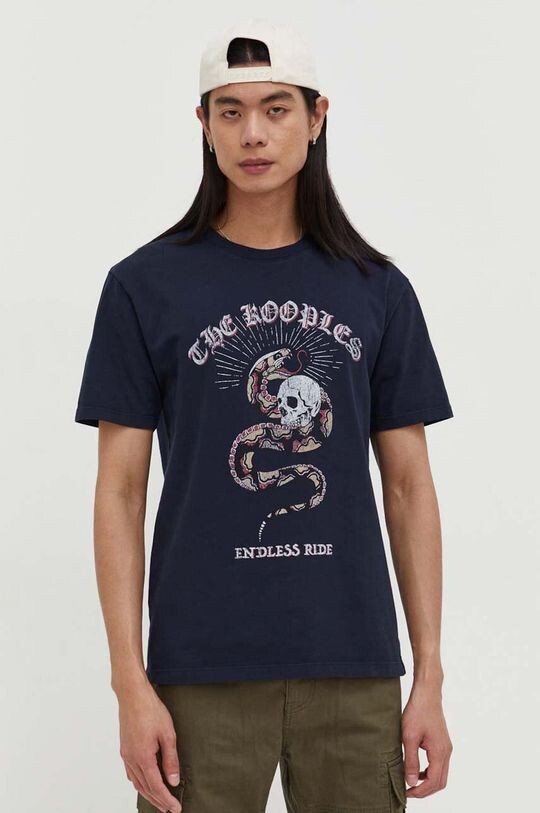 

Хлопковая футболка The Kooples, темно-синий