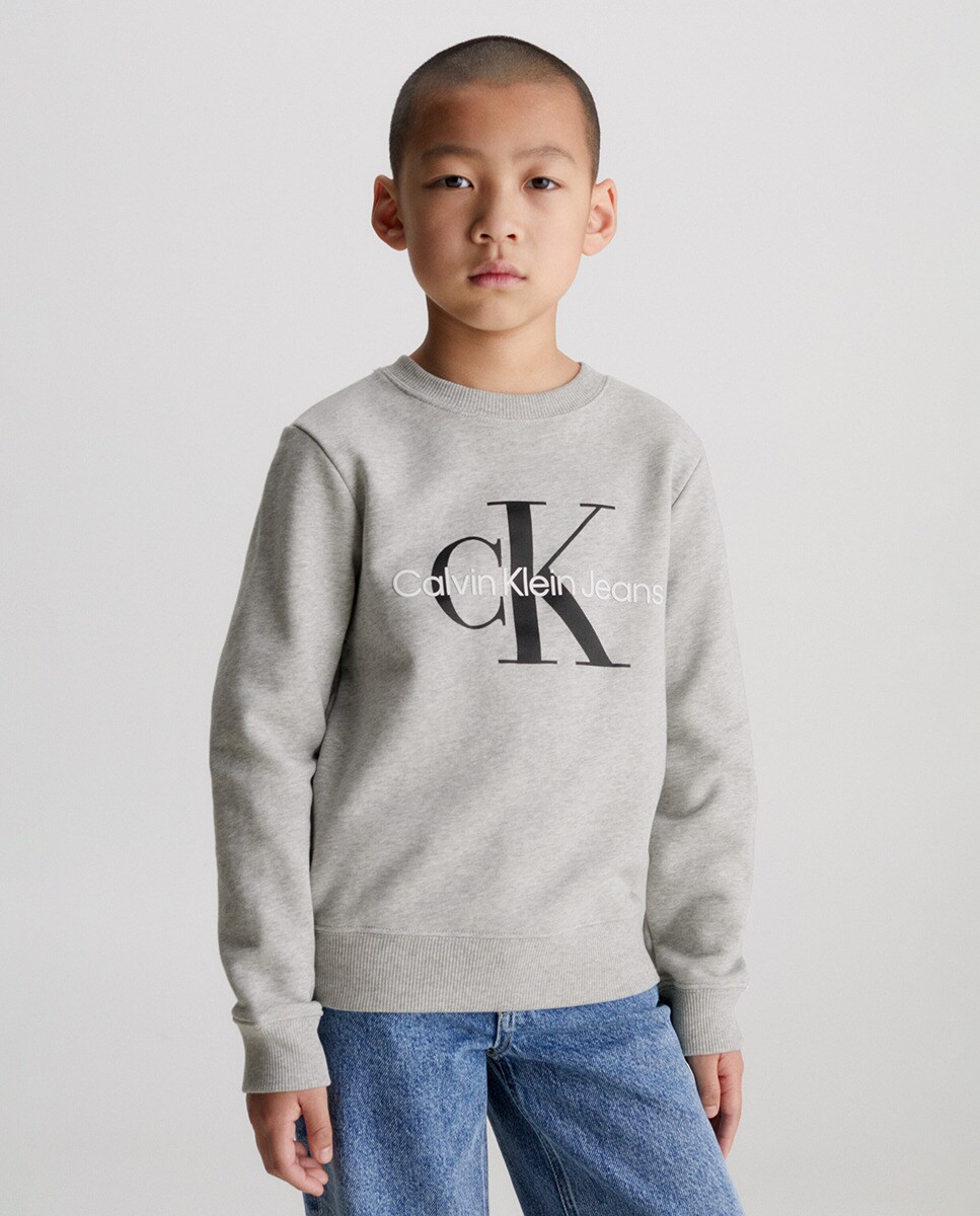 Толстовка для мальчика Calvin Klein, серый хлопковая толстовка calvin klein черный