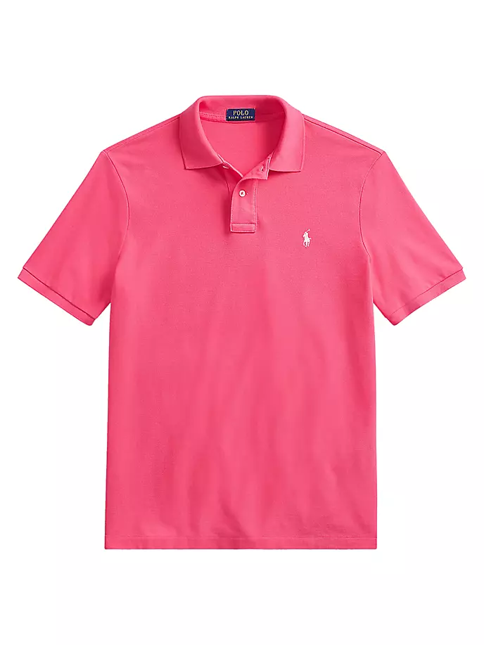 цена Облегающая футболка-поло из хлопковой сетки на заказ Polo Ralph Lauren, ярко-розовый