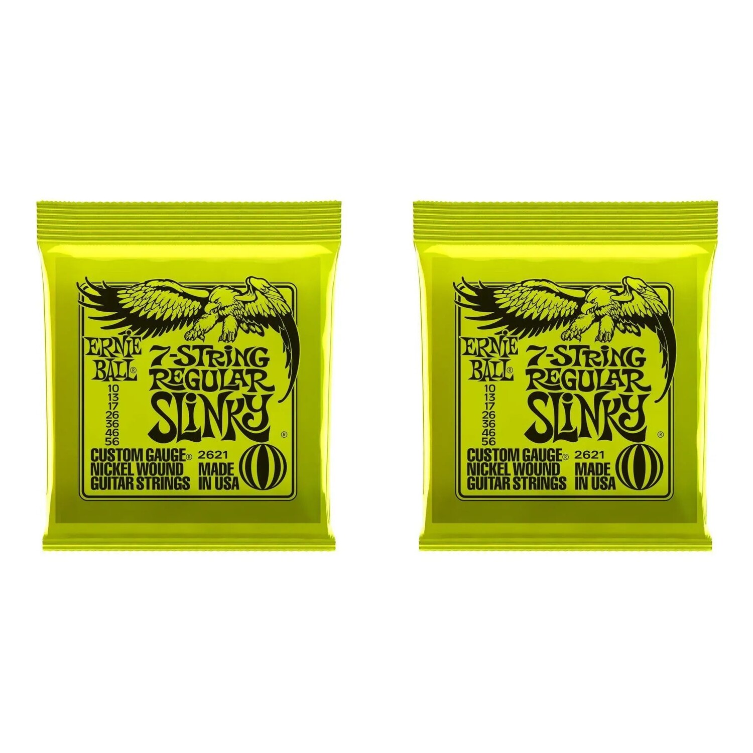 

Ernie Ball 2621 Обычные обтягивающие струны для электрогитары с никелевой обмоткой, 7 струн (2 шт.)