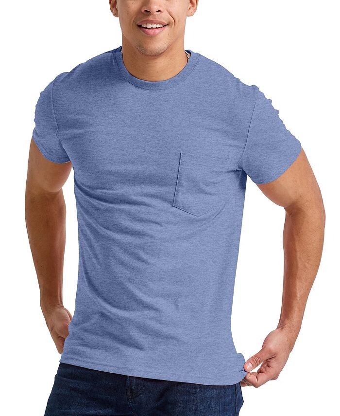 

Мужская футболка Originals Tri-Blend с короткими рукавами и карманами Hanes, цвет Blue