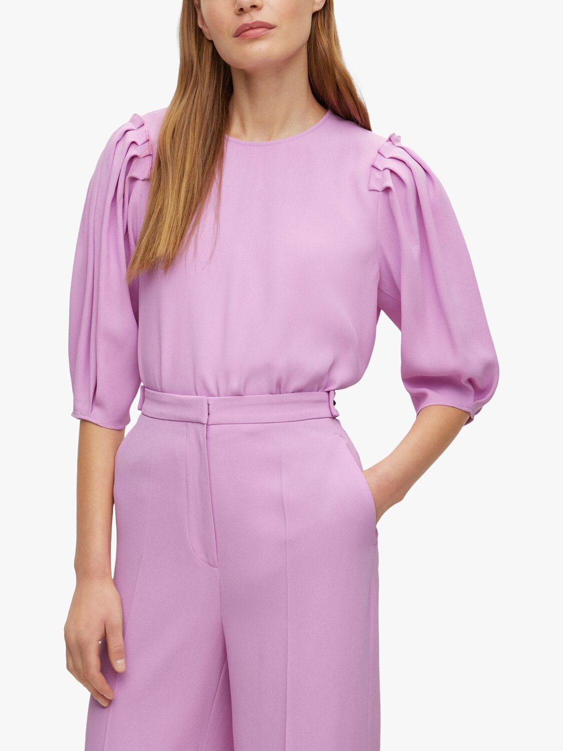 

HUGO BOSS Iwena Топ с рюшами, розовый