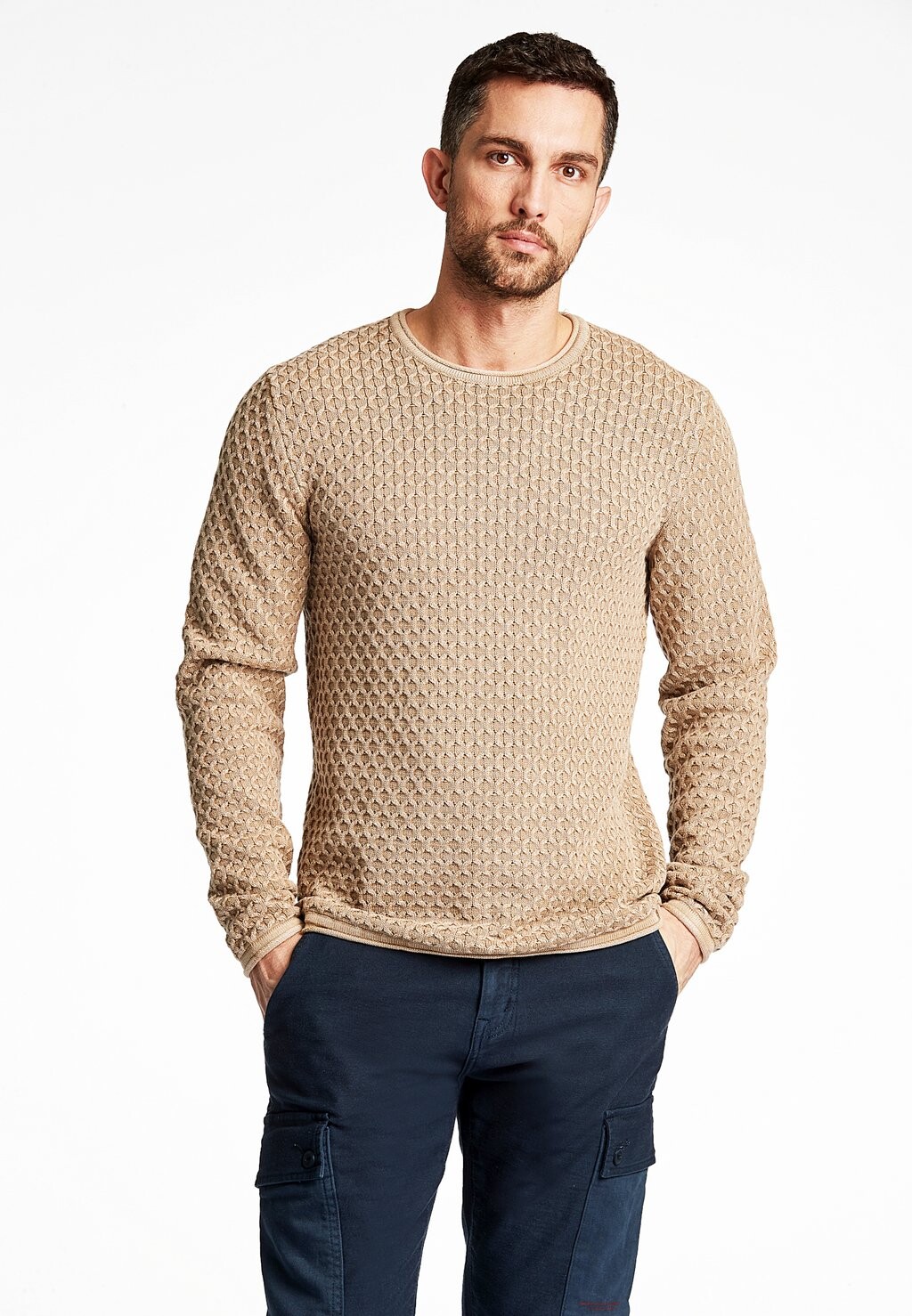 

Свитер Lindbergh Acid Washed Structure, бежевый, Коричневый