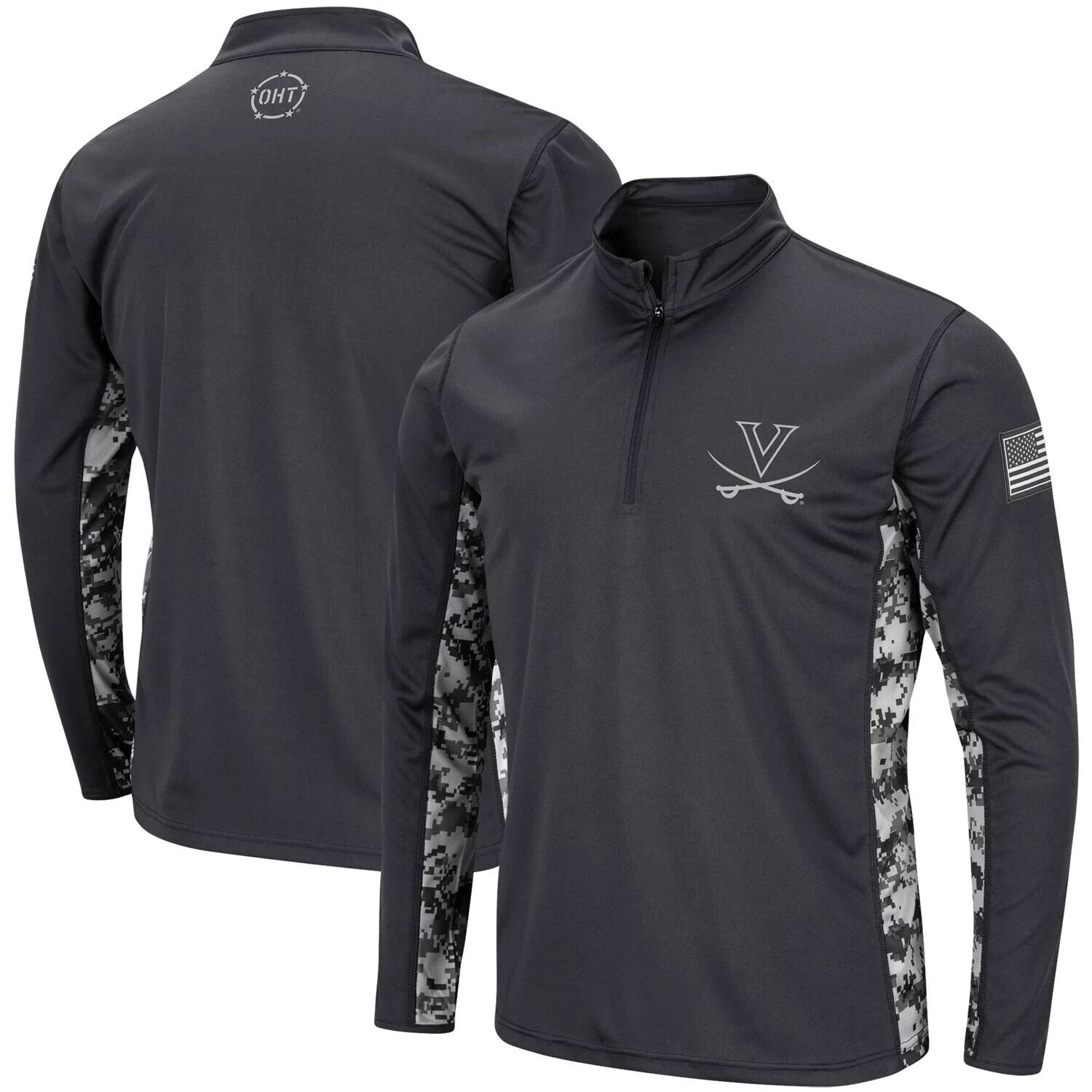 

Мужская темно-серая куртка Virginia Cavaliers OHT Military Appreciation Digi Camo с молнией четверть четверти Colosseum