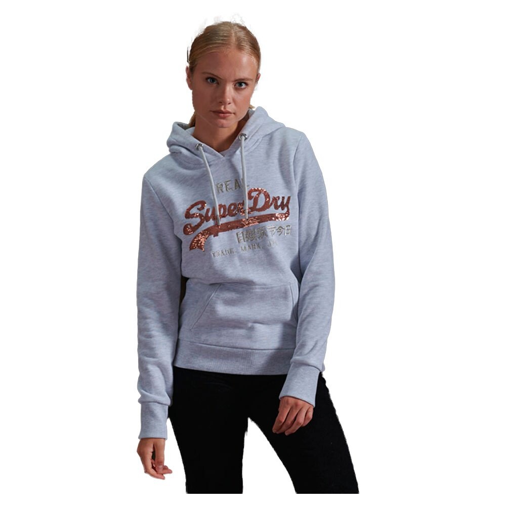 

Худи Superdry Vintage Logo Sequin Brushback, серый