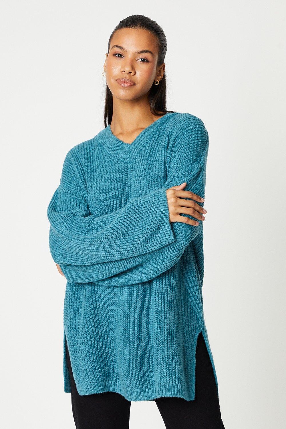 

Высокий джемпер с V-образным вырезом Dorothy Perkins, зеленый