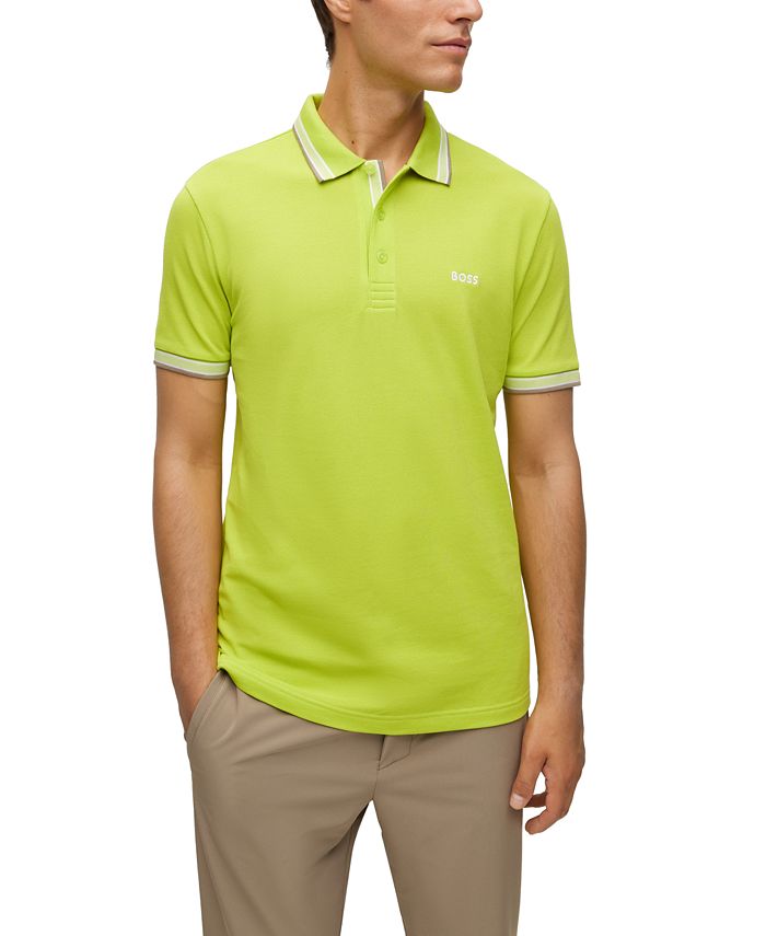 Мужская рубашка-поло с логотипом Hugo Boss, зеленый цена и фото