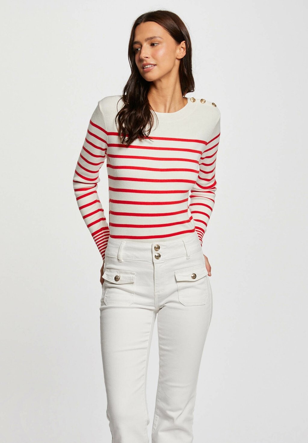 

Вязаный свитер LONG-SLEEVED WITH STRIPES Morgan, цвет ivoire