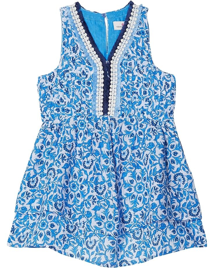 Платье Vineyard Vines Tile Print Pin Tuck Dress, цвет Katama Tile/Blue