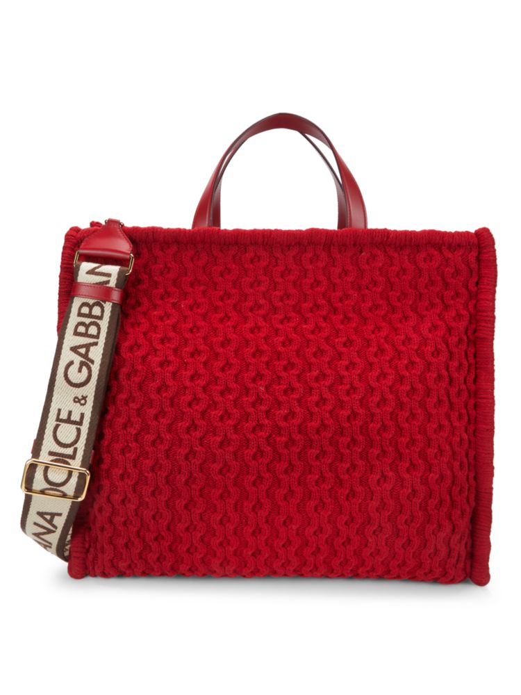 цена Тканая двусторонняя сумка-тоут Dolce & Gabbana, красный