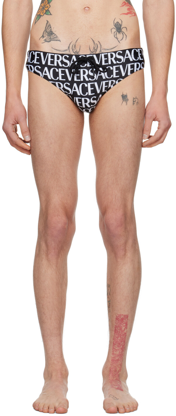 

Черные плавки с принтом Versace Underwear